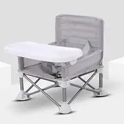 POHOVE Baby Seat Booster High Chair, Portable Space Saving Folding Feeding Booster Safety Belt/Food Tray/Travel Bag, Aluminum Alloy Children Dining Chair