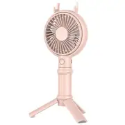 2 In 1 Usb Handheld Desktop mini Fan 40 Degree Rotatable 3 speeds Creative mobile bracket cooling fan - Pink