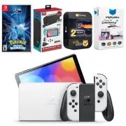 Nintendo Switch White OLED + Pokemon Brilliant Diamond + Accessory Gaming Kit