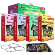 Math Flash Cards Set of 4 - Math Flashcards Addition, Subtraction, Multiplica...