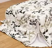 Leaf Pattern Space Saving Kotatsu Futon Arena Color Gray Size 180 x 220cm
