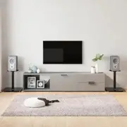 Speaker Stands 2 pcs Black Tempered Glass 1 Pillar Design