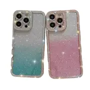 For Iphone 15 Diamond Gradient Glitter Plated Tpu Phone Case