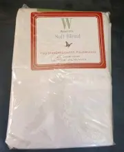Vintage NOS Wamsutta soft blend white standard / queen Pillow Case Set USA