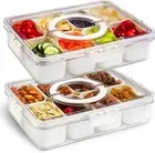 SOTTORICH 2 Pack Snack Box, Divided Serving Tray with Airtight Lid & Handle, ...