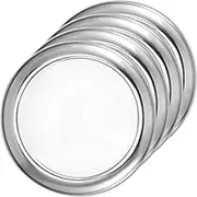 JOIKIT 4 Pack 12 Inch Stainless Steel Plate, Round Metal Dinner Plates, Kitchenware Dinner Dishes Serving Tray Large Camping Plates for BBQ, Snack, Food Serving, Dishwasher Safe