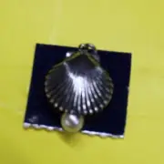 Vintage New NOS Beau Sterling Silver Shell With Pearl Charm On The Original Card