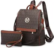 [MKP COLLECTION] MKP Women Fashion Backpack Purse Multi Pockets Signature Anti-Theft Rucksack Travel Ladies Shoulder Bag Handbag 2Pcs