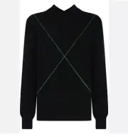 Brand New Bottega Veneta Wool Sweater Black Green Stitch Made In Italy Size Sml