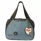 New Chala Bowling Tote Shoulder Large Bag Indigo Blue Pleather OWL Coin Purse