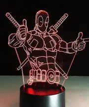 Deadpool Kids Bedroom Nightlight Table Lamp 3d Led Night Light Usb