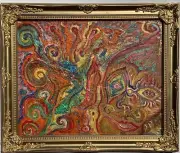 Textured Abstract Painting on Canvas by Serg Graff, "Magical Friends", COA