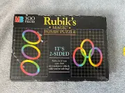Vintage Rubik’s 2 sided JIGSAW Puzzle GAME Milton Bradley Cube GEOMETRIC 300 Pcs