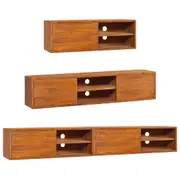 Solid Teak Wood Wall-mounted TV Cabinet Rack Unit 90/135/180x30x30cm vidaXL