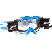 Pro Grip 3200 Venom Roll Off Mounted MX Goggles (Light Blue / White, Clear Lens)