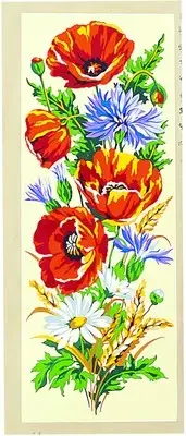 Counted cross Stitch Antique Flowers Field Poppy - Flanders 25x60cm