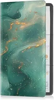 [Caihoyu] Premium Leather Car Registration & Insurance Card Holder Men Women Document Wallet for Driver License, Cards & Essential Documents Rose Gold Turquoise Green