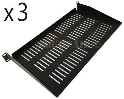 3 Pack - 1 Space Vented Cantilever Relay Rack Mount Server Shelf 19" 1U 10" Deep