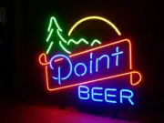 Point Beer Pine Tree Sun Wisconsin 17"x14" Neon Light Sign Lamp Bar Real Glass