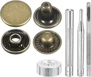 uxcell 40Set Leather Snaps Fasteners Kit 12.5mm Dia Brass Press-Stud Cap Button 2.72" Length Metal Snap Buttons with 4 Install Tools for Coat Bag Leather Marine Boat Canvas, Bronze