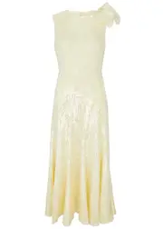 Roland Mouret Bow-embellished Sequin Midi Dress - Yellow - 6 (UK10 / S) 6 (UK10 / S)