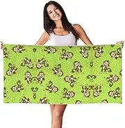 HTTUP Green Clever Monkey Print Quick Dry Beach Towel Lightweight Oversized for Adults for Travel and Pool Towels