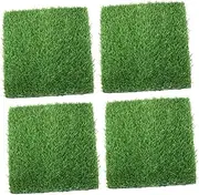 FONDOTIN 4pcs Artificial Lawn Fake Grass Deck Tiles Fake Lawn Mat Rugs Outdoor Fake Grass Cushion Grass Mat Model Lifelike Grass Mat Fake Grass Mat Artificial Grass Turf Plastic Green