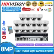 Hikvision 16CH 8MP Hybrid Light ColorVu+IR POE Security Camera System Audio IP67
