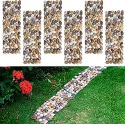 Qualdout River Rocks Stepping Stones Pavers Outdoor for Garden Walkway, Pebbles Polished Gravel for Yard Lawn Patio Pathway Landscaping, 6PCS (Rectangle)