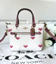 NWT COACH Mini Gallery Crossbody With Stripe Heart Print Leather Handbag CA793