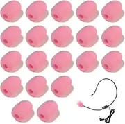 SourceTon 20 Pack Lapel Headset Microphone Windscreen, Microphone Sponge Foam Cover Mini Size Lavalier Microphone Use for Cover Microphone Noise Reduction Shield Protection