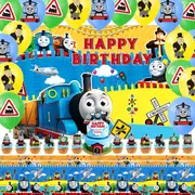 Thomas and Friends Party Decorating Set - Backdrop Banner Latex Balloons Cake Cupcake Toppers Tablecloth