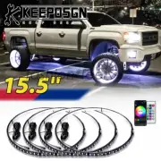 Car Truck 15.5'' RGB LED Wheel Ring Rim Lights Kit APP Bluetooth for GMC Sierra