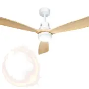 Devanti 52'' Ceiling Fan LED Light Remote Control Wooden Blades Timer Fans