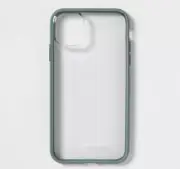 Heyday iPhone XR/iPhone 11 Clear Hard Shell Phone Case with Teal Bumper A125