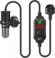 DONGKER Mini Aquarium Heater,10W Small Submersible Heater Proof Quartz Glass W/LED External Temperature Controller for 1-3 L Saltwater Freshwater