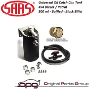 SAAS ST1014 4WD Black Oil Catch Can 500ml Diesel or Petrol Drain Tap & Hose