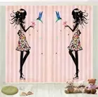 Flower Girl Good Bird 3D Curtain Blockout Photo Printing Curtains Drape Fabric