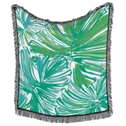 Painted Tropical Green Leaves Throws