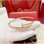 精品二手 CARTIER 卡地亞 JUSTE UN CLOU 18K玫瑰金 鑲磚款手鐲 寬版 釘子手環 女生手鐲