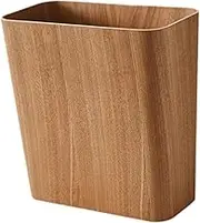 WeiLaiKeQi Wooden Rubbish Basket, Open Trash Can for Kitchen and Bathroom Use, Light Brown, as described