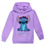 Kids Boys Girls Stitch Long Sleeve Hoodie Pullover Tops Casual Hooded Sweatshirt -NMAOV Purple 11-12 Years