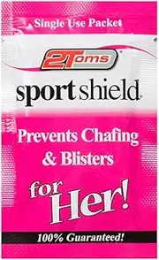 2Toms SportShield for Her - Chafing and Blisters Prevention, Waterproof, for Thigh Rubbing, Foot, Skin Friction and Anti Chafe Protection, 48 Single Use Towelettes
