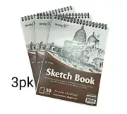 3 Sketch Paper Pad 6"x8" 50 Sheets Each Spiral Book