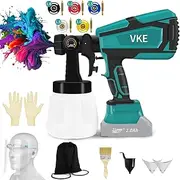 VKE Battery Paint Spray System for Makita 18 V Battery, 800 W 1000 ml Paint Sprayer, Electric Paint Spray Gun with 5 Nozzles, 3 Spray Patterns, Protective Mask and Organiser for Painting Walls