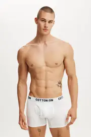 [Cotton On Men] Cotton On Men - Mens Organic Cotton Trunks - White/white/black M WHITE/WHITE/BLACK