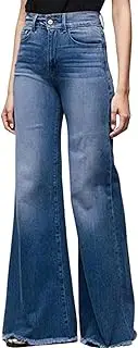 [Gerrit] Women Button Washed Denim Pants Femme Trouser Boot Cut Straight Line