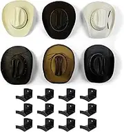 Adhesive Hat Hooks for Wall (12-Pack) - Cowboy Hat Rack, Wide Brim Hat Organizer, Strong Hold Hat Hangers for Wall (Black, One Size)