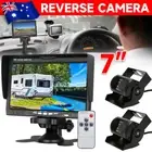 7" Wireless Rear View Monitor +2 Reversing Camera Kit 12V 24V Caravan Bus Truck