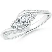 Diamond Three Stone Bypass Ring
